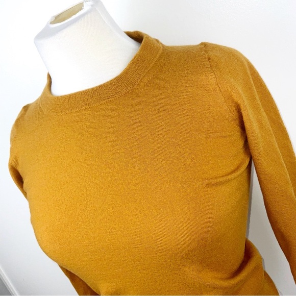 J. Crew Cognac Tan Wool Crew Neck Sweater w. 3/4 Sleeves | Size S - Picture 4 of 8